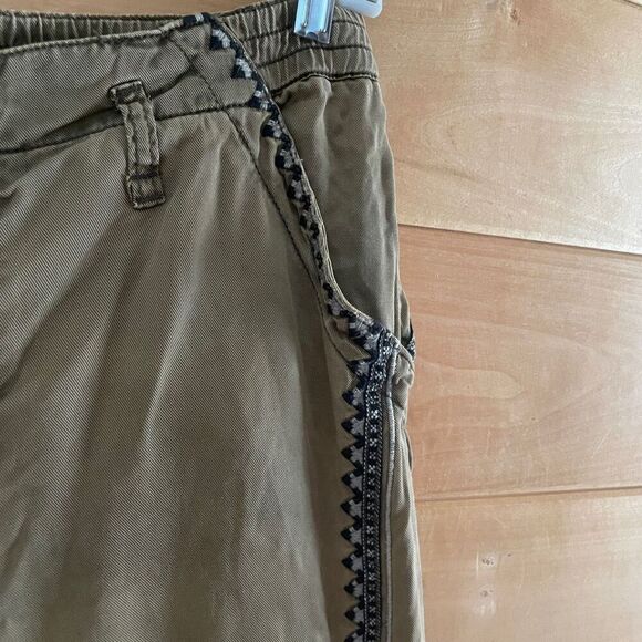 Anthropologie Embroidered Lyocell Khaki Pants - Picture 3 of 11